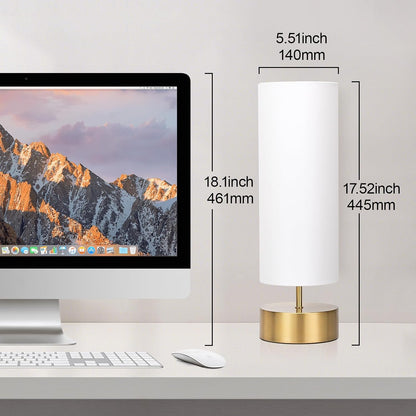 Touch Table Lamp, 3-Way Dimmable Modern Minimalist Accent Bedside Lamp with Cylinder Fabric Shade, Night Light Nightstand Desk Lamp for Bedroom Living Room Kitchen, 9W LED Bulb Included