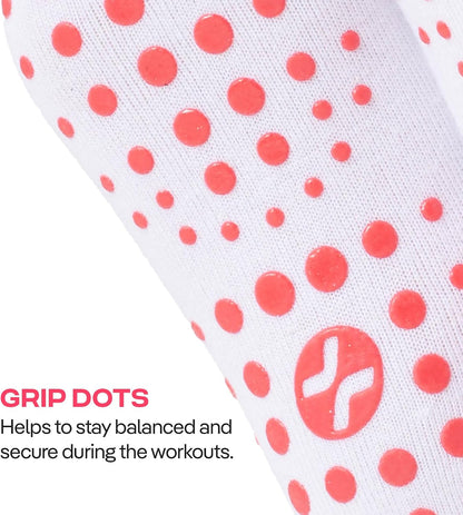 COOLMATE Pilates Socks with Grips for Women, Yoga Socks, Crew Non Slip Women for Barre, Pilates Gifts for Women - Colors B