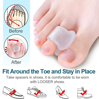 Povihome 10 Pack Clear Toe Spacers, Big Toe Separator (1st/2nd Toe), Bunion Corrector to Correct Big Toe Bunion, Overlapping Toes