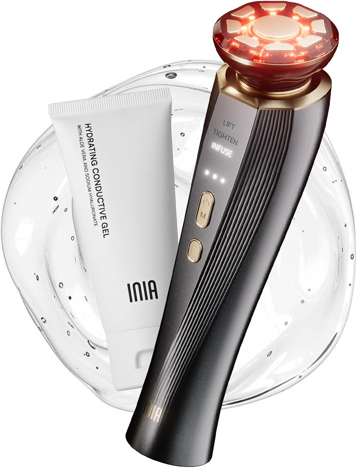 INIA FLARE 3-in-1 Red Light Therapy Beauty Device for Face & Neck White