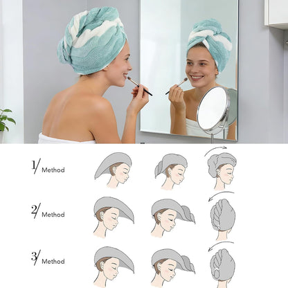 SINLAND Microfiber Hair Drying Cap Hair Towel Turban Twist for Women Fast Drying Towels Head Turban Absorbent Soft Lightweight 3 Pack Black