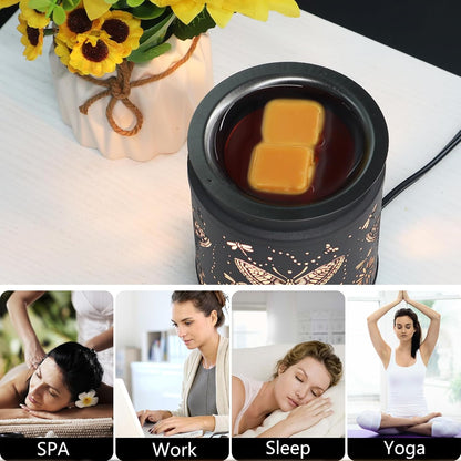 kobodon Wax Melt Warmer Metal Wax Warmer for Scented Wax Electric Fragrance Candle Oil Burner 2 in 1 Wax Melts as Gifts for Moms Grandma Women Girls(Sunflower)