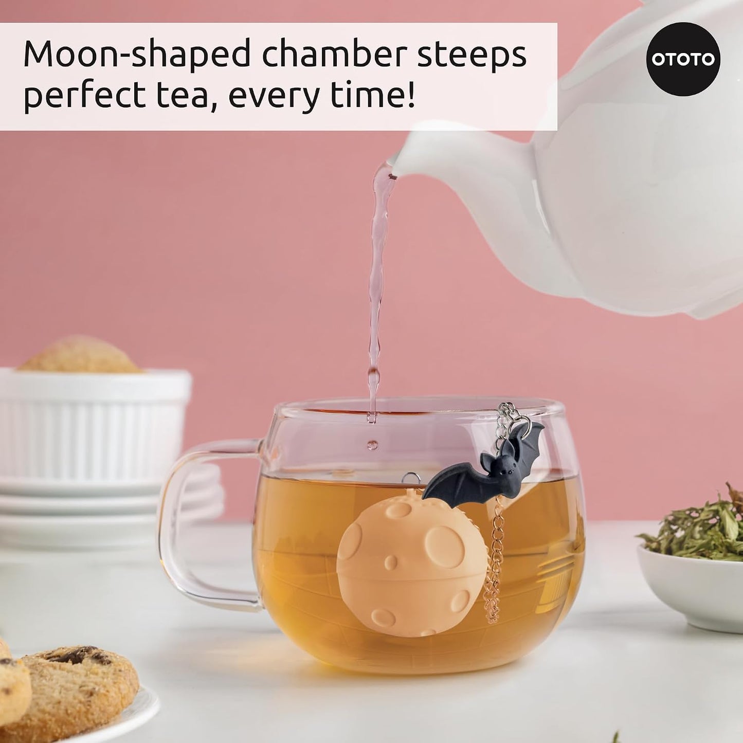 OTOTO Louie Cat Tea Infuser - Cats Loose Leaf Steeper & Diffuser, Tea Strainer Accessories, Cute Gifts for Cat Lovers, White Elephant Gifts, Cute Kitchen Accessories