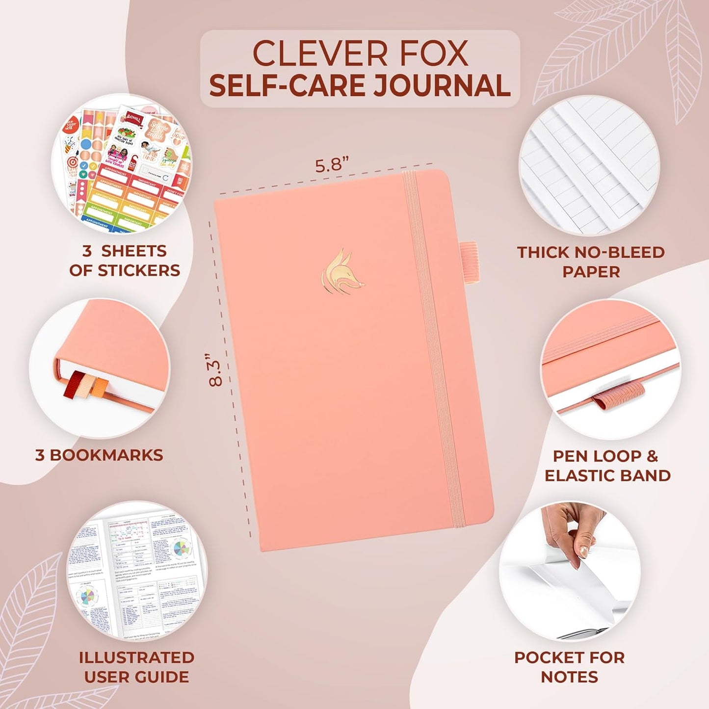 Clever Fox Self-Care Journal – Daily Reflection Notebook – Mental Health & Personal Development Planner, Meditation & Mood Log, A5 (Aquamarine)