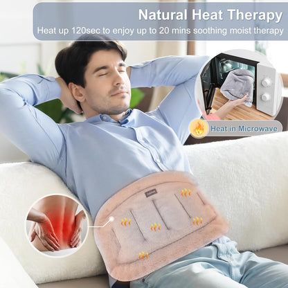 SuzziPad Microwave Heating Pad for Back and Lumbar Discomfort, Microwavable Heating Pads with Moist Heat, Hands-Free Heat Wraps for Back, Stomach and Neck, Warm Compress for Daily Relaxation