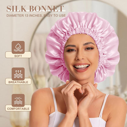 Satin Bonnet Silk Bonnet Hair Bonnet for Sleeping-Slouchy Beanie Hat Satin Sleep Cap for Women's Natural & Curly Hair(Blue Zircon)