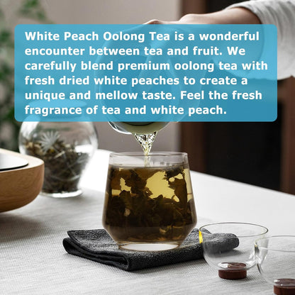 HANFANGLING White Peach Oolong Tea, Refreshing, Caffeine Alternative, Fresh Sweetness of White Peach and Aromatic Taste of Oolong Tea Loose Leaf