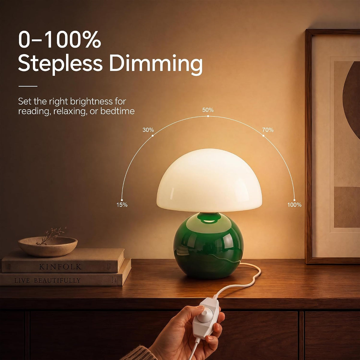 Dawnwake Mushroom Lamp Table Lamp for Bedroom-Small Desk Table Lamps,White