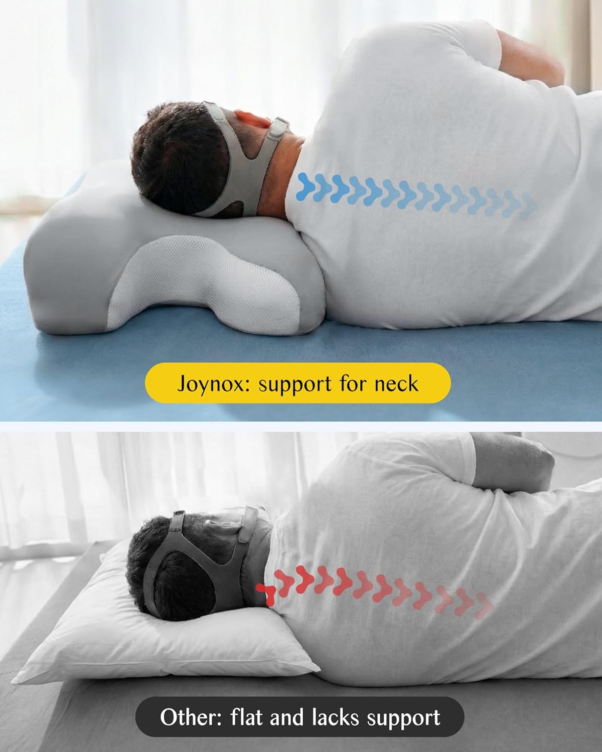 Sleep Apnea Pillow for Cpap Users, Ergonomic Adjustable Memory Foam Cpap Pillows for Side and Back Sleepers, Reducing Air Leaks and Mask Pressure