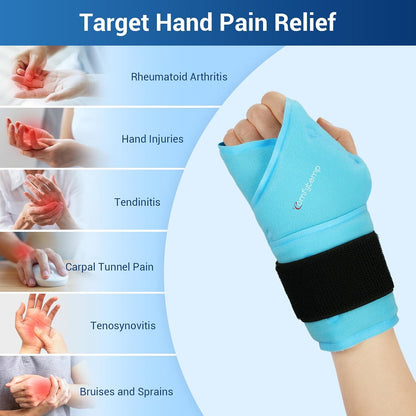 Comfytemp Wrist Ice Pack Wrap Carpal Tunnel Relief Wrist Brace, 2 Packs, FSA Eligible HSA, Gel Ice Packs for Injuries Reusable Wrap for Hand Pain, Hot Cold Compress Hand Brace, Men Women Recovery Item