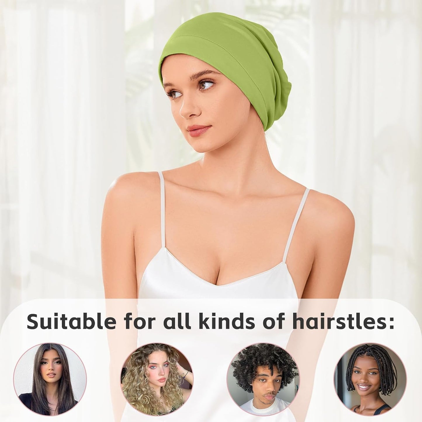 ZHENSILK Silk Bonnet for Sleeping Women, Adjustable Silky Satin Lined Sleep Cap, Silk Hair Wrap Slouch Beanie Hat
