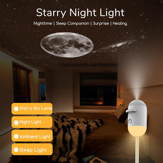 2-in-1 Galaxy Projector Night Light with 12 Sliding Projection Films, Adjustable Brightness 360° Rotating Design and USB Power for Car and Bedroom Decoration for Adults and Kids