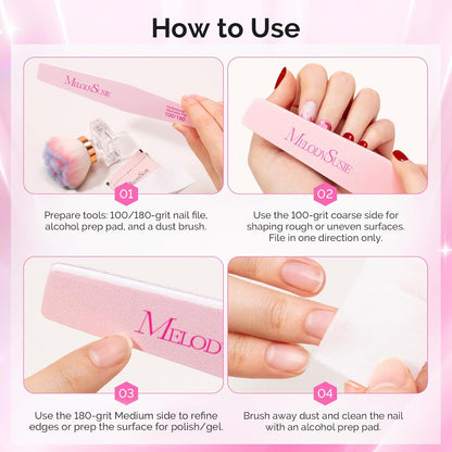 MelodySusie 16Pcs Professional Nail Buffer Kit,Nail Files and Buffers,Nail Buffer Block,Nail Brush, Nail File Buffers Kit for Natural Nails,DIY,Home Use,Salon（100/180 Grit）
