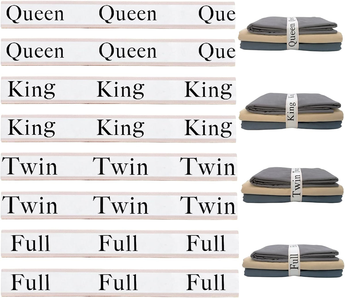 Bed Sheet Organizer Bands, Sheet Organizers and Storage Label Bands, Sheet Label for Bedding, Sheets Organizer for Closet,Sheet Keepers Linen Labels Bedding Bands (Queen)
