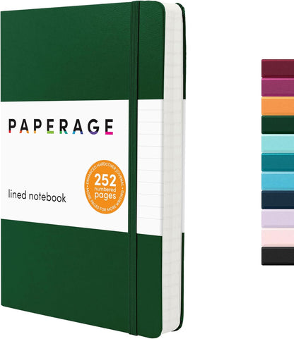 PAPERAGE Lined Journal Notebook, Hardcover Journal for Women & Men, 160 Pages, (5.6 in x 8 in), College Ruled Journaling Notebook for Work, School Supplies & Note Taking, (Black)