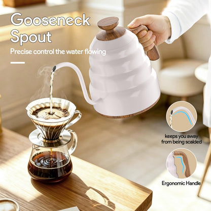 Electric Gooseneck Kettle, 30oz/0.9L Intelligent Temperature Control, Quick Heating, 304 Stainless Steel for Pour Over Coffee, Brew Tea, Boil Hot Water, 1000W （Black）