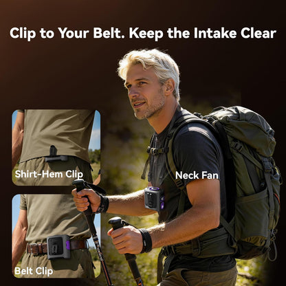 MUXNW Waist Clip Fan,100‑Speed 14000RPM,8000mAh