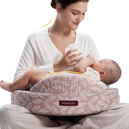 Momcozy CozyPro Nursing Pillow - All Around Lumbar & Arm Support - Safety Guard, Firm & Springy Memory Foam-Stable, Ergonomic Support, Easier Breastfeeding, Wider Cushion, Adjustable, Removable Cover
