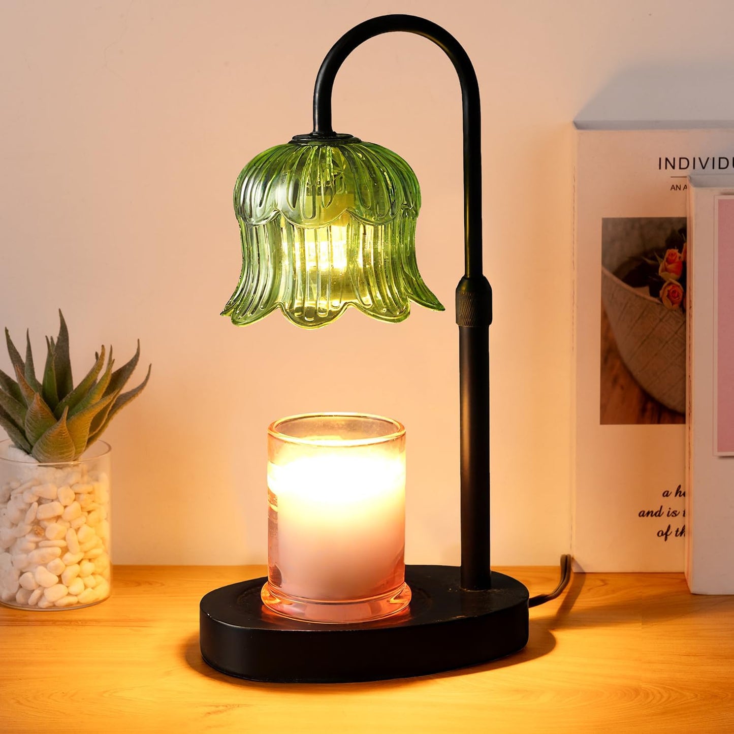 CRMILL Candle Warmer Lamp Electric Timer - Candles Warming Light Height Adjustable Dimmable Warmers Flower Lamps No Flame Heat Warm Melt Wax Jar Modern Home Decor Table Lights for Home Living Bedroom