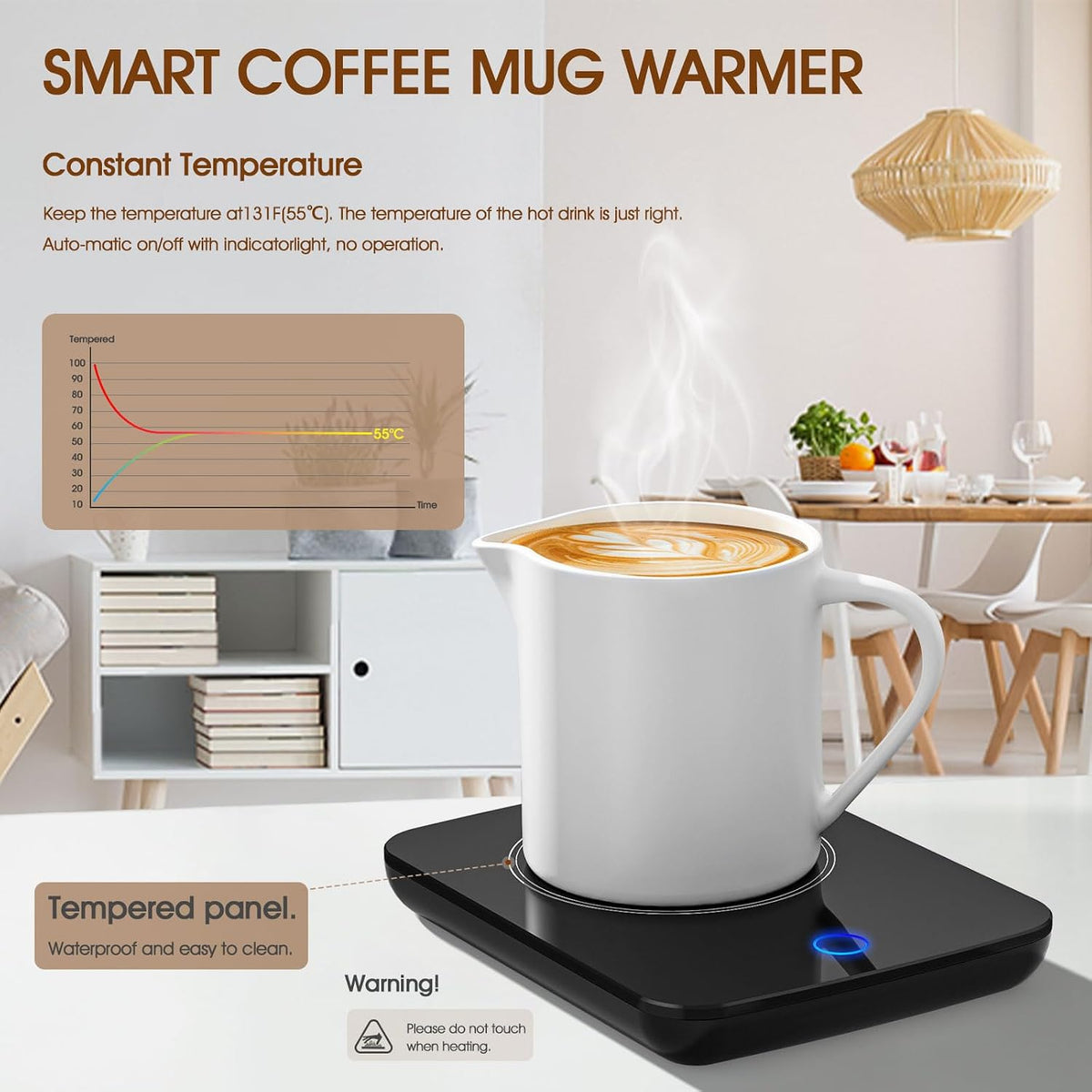 Misby Mug Warmer, Coffee Cup Warmer with Auto Shut Off, Gravity-Induction Coffee Warmer for Desk Use, Coffee Mug Warmer for Coffee Lovers Gift Keep Beverages Coffee Warmer (Black)