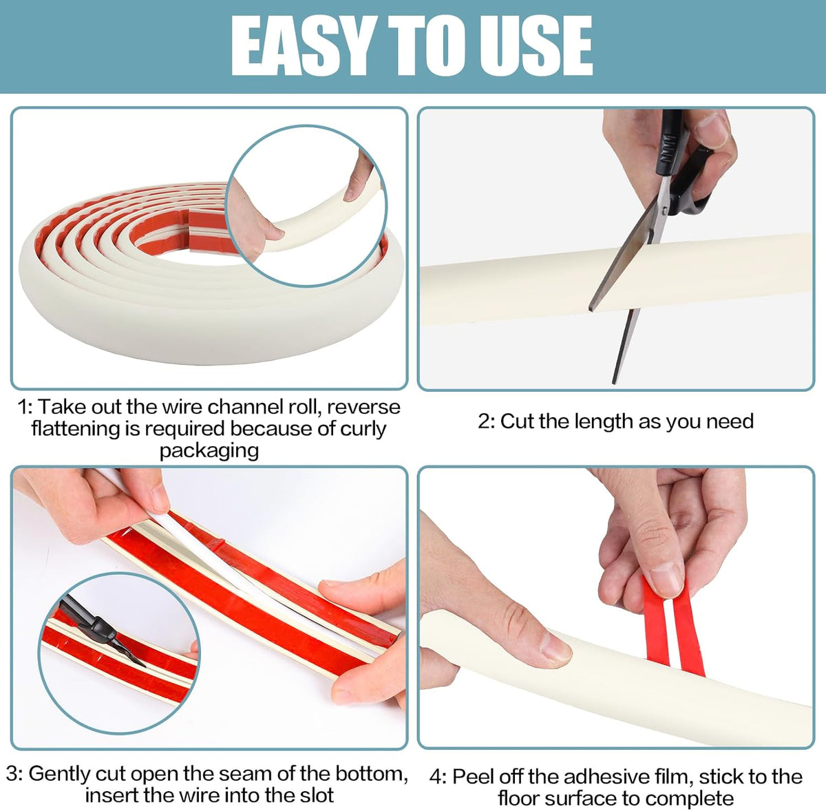 Floor Cord Cover Self Adhesive Cord Hider,10FT Cable Management, Extension Strip Protector for Wires, Prevent Cable Trips for Offices, Gyms, Exhibitions Cavity 0.39"(W) x 0.27"(H) BrownWood