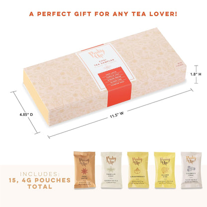 Pinky Up Loose Leaf Tea Sampler Set - Calorie Free Single Serving Loose Leaf Herbal Tea Variety Gift Pack, 15 Pouches