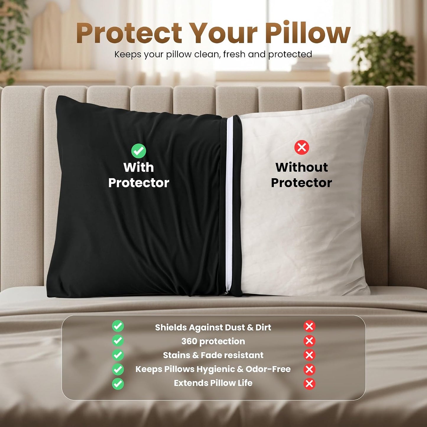 Utopia Bedding 4 Pack Pillow Protectors with Zipper Queen Size, Soft Brushed Microfiber Fabric Pillow Cases, Shrinkage and Fade Resistant Pillow Covers (White)