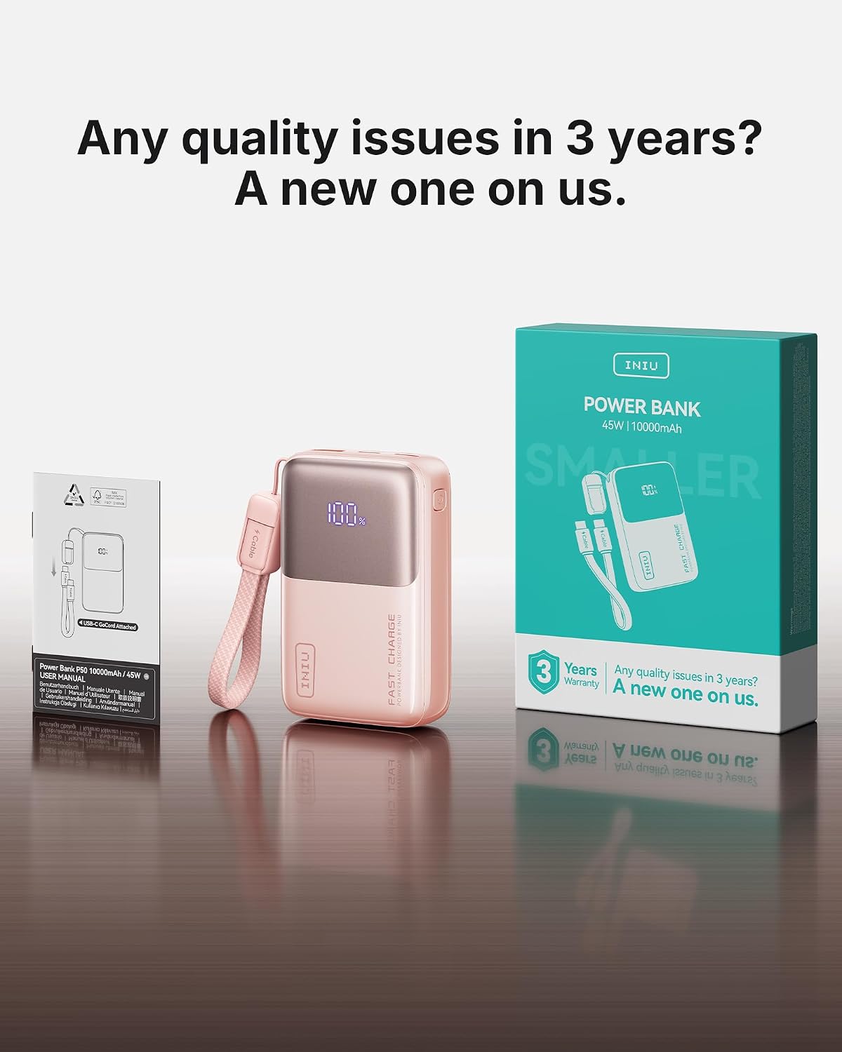 INIU Mini Portable Charger, Small 10000mAh 45W Fast Charging Power Bank