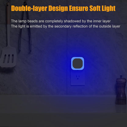 YUNLEX 2 Pack Amber Night Light, Dusk to Dawn Sensor, Warm Glare-Free Reflected Glow, 3-Level Dimmer, Auto On/Off, Plug-in LED Nightlight for Bedroom, Kids, Bathroom, Sleep, Baby Nursery, Toddler