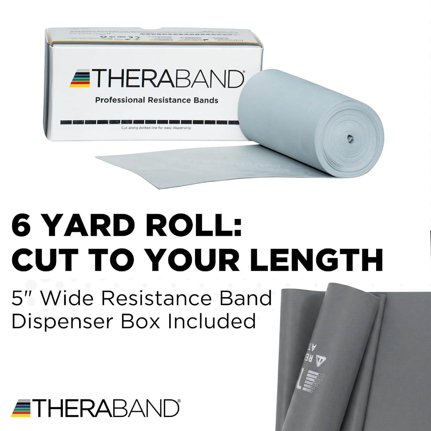 THERABAND Resistance Bands, 6 Yard Roll Professional Latex Elastic Band For Upper & Lower Body, Core Exercise, Physical Therapy, Pilates, Home Workouts, Rehab, Blue, Extra Heavy, Level 5