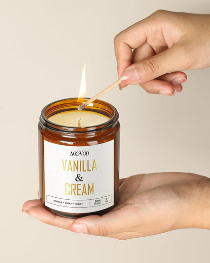 AOOVOO Coconut Vanilla Candles - 9 oz Scented Candles, Aromatherapy Candle, Soy Candle for Home Scented