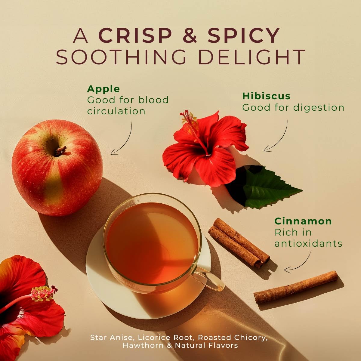 Apple Cinnamon Tea Pod 16 Count - 100% Natural Caffeine Free Herbal Tea
