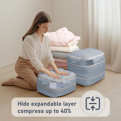 DIMJ Comforter Storage Bag - Blanket Storage Organizer Compression Bags, Large Capacity Ultra Space Saving Self Compression Organize for Bedding, Pillow, Duvet, Sheet Storage with Zipper Window