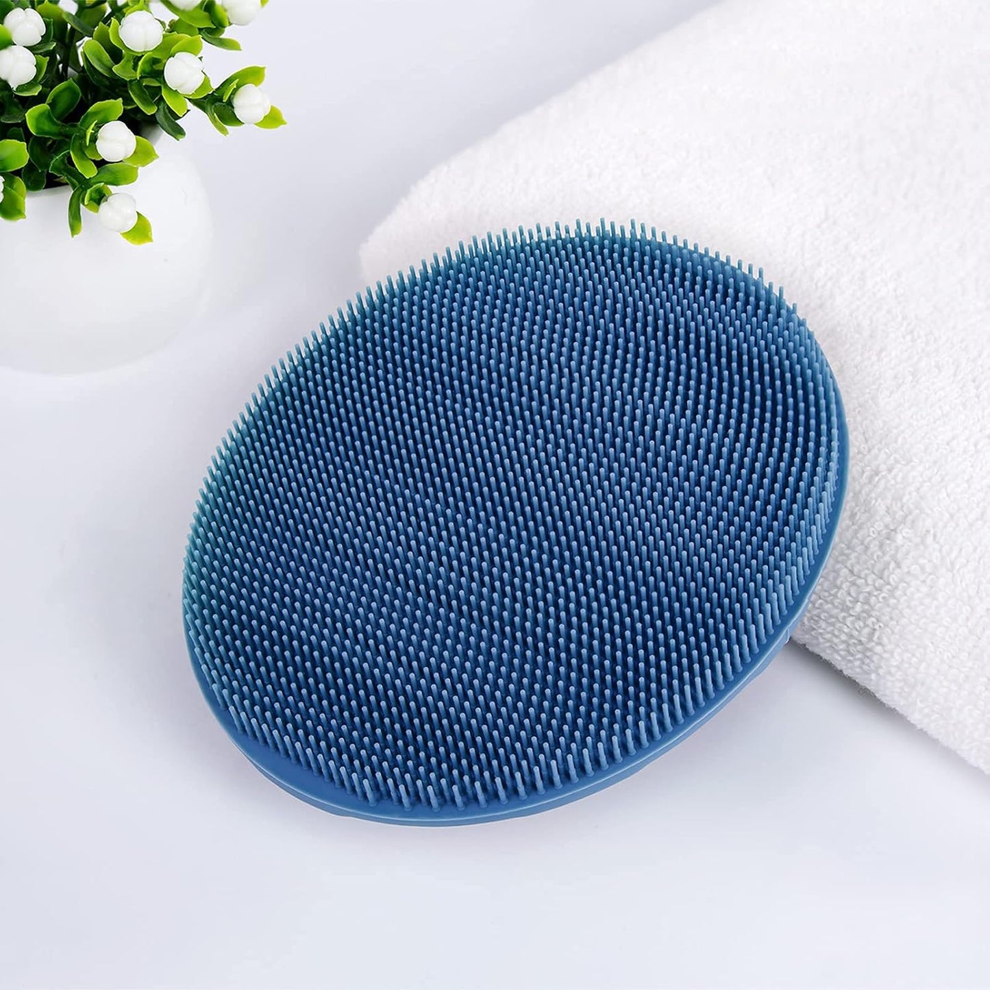 INNERNEED Soft Silicone Body Cleansing Brush Shower Scrubber, Gentle Exfoliating and Massage for All Kinds of Skin (Dark Green)