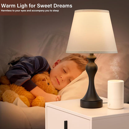 Seealle Touch Lamps for Nightstand - Bedside Lamps Set of 2, 3 Way Dimmable, USB C+A for Bedroom & End Tables (LED Bulbs Included)