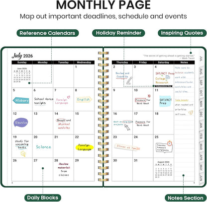 Planner 2026-2027 for Women & Men, Academic Monthly and Weekly Calendar Planner, Jul 2026 - Jun 2027, A5 (6.3" x 8.5"), Teacher Student Planning Book with Tabs, Ideal for Office School Supplies - Pink