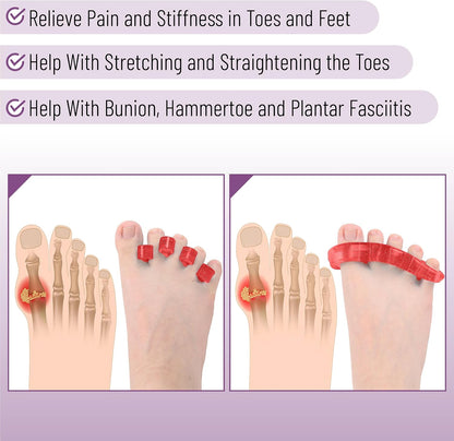 DR. JK- ToePal Gel Toe Separator, 2 Pairs, Toe Spacers, Toe Straightener, Hammer Toe Straightener, Toe Spreader, Toe Stretcher, Toe Corrector for Women and Men, Bunion Corrector