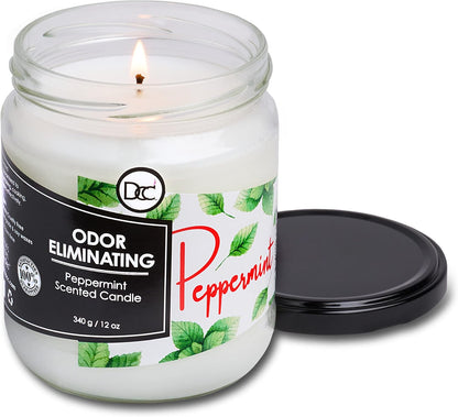Vanilla Bean Odor Eliminating Highly Fragranced Candle - Eliminates 95% of Pet, Smoke, Food, and Other Smells Quickly - Up to 80 Hour Burn time - 12 Ounce Premium Soy Blend - Colors B