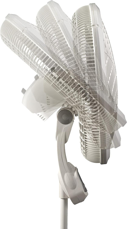 Lasko Oscillating Adjustable Pedestal Stand Fan with Timer and Remote for Indoor, Bedroom, Living Room, Home Office & College Dorm Use, 16 Inch, White, 1646