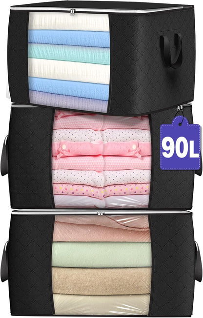 90L Large Storage Bags, Clothes Storage Bins Closet Organizers