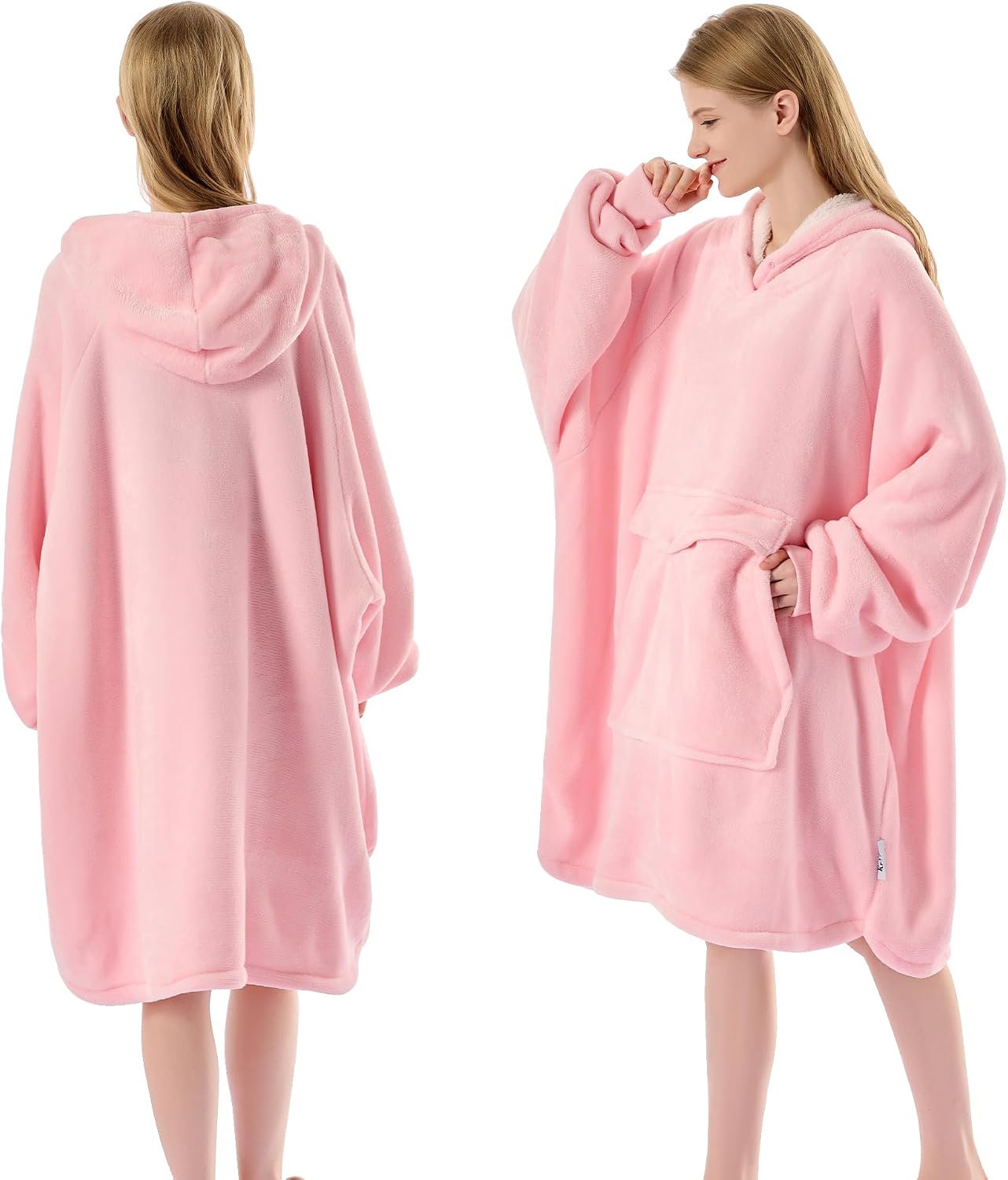 Krifey Wearable Blanket Hoodie, Oversized Sherpa Hooded Blanket for Adults | Soft sherpa fleece with sleeves and pocket; oversized fit for lounging, WFH, camping, Christmas and white elephant gifts.