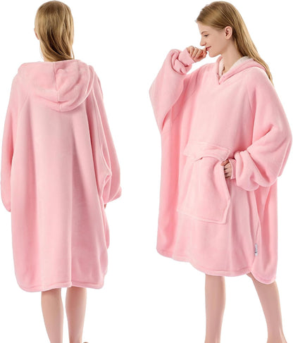 Krifey Wearable Blanket Hoodie, Oversized Sherpa Hooded Blanket for Adults | Soft sherpa fleece with sleeves and pocket; oversized fit for lounging, WFH, camping, Christmas and white elephant gifts.