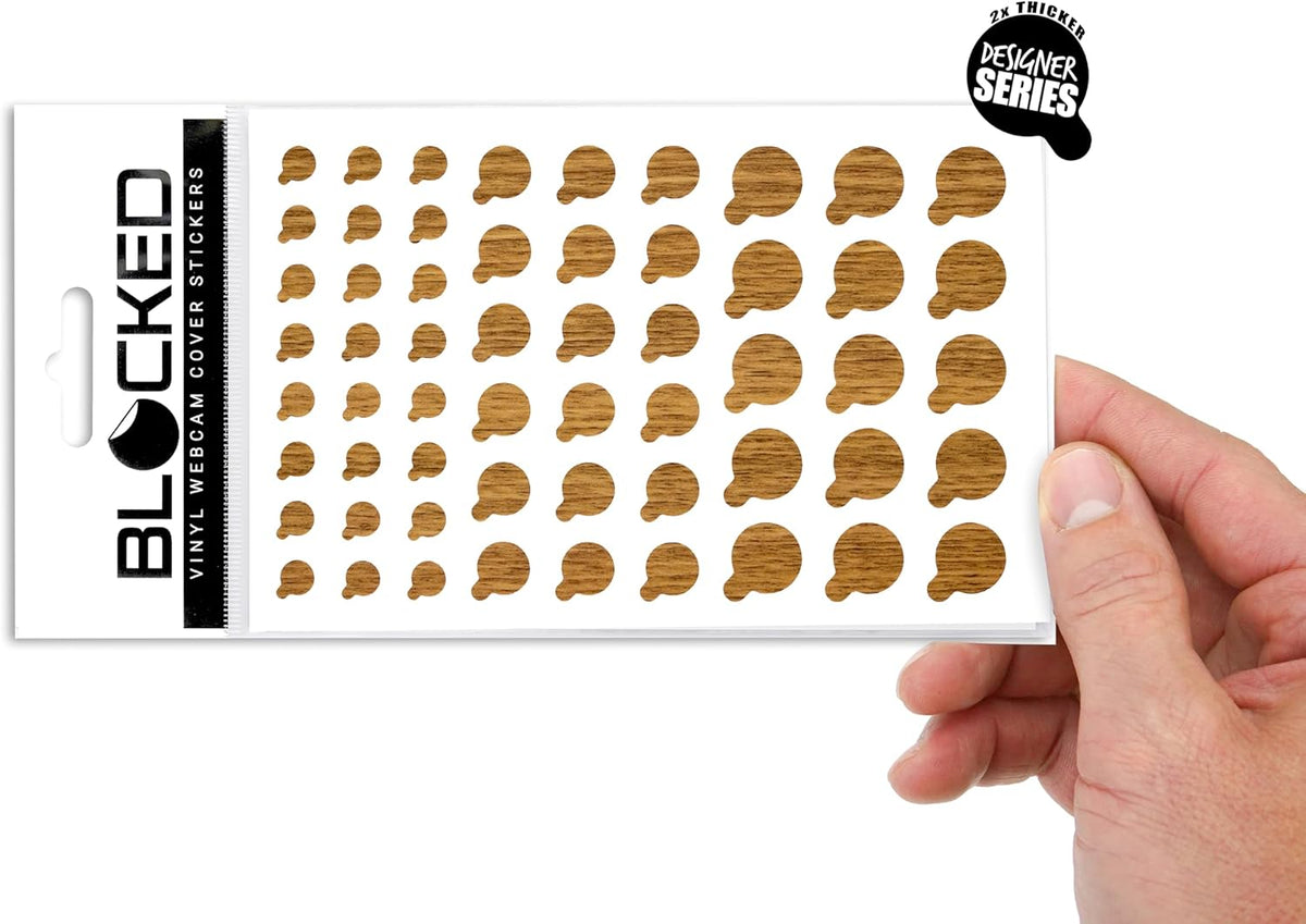 Blocked Original Vinyl Webcam Cover Stickers | Restickable & Stackable Privacy Covers | for All Camera-endable Devices | 3-Sizes | 57 Black Tabbed (Muted Matte)