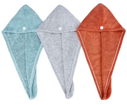 HOPESHINE Hair Towel Twist Microfiber Bamboo Fabric Women's Soft Shower Towels for CurlyHair Turban Wrap Drying Cap Great Gift for Girls 3-Pack