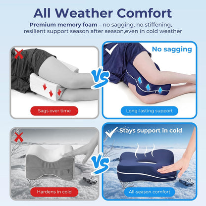 13" Extended-Length Knee Pillow for Side Sleepers with Full Thigh Support | Memory Foam Leg Pillow for Side Sleeping with Airflow Vent Reduces Heat – No Stiffening, Relieves Back/Hip/Knee Pain