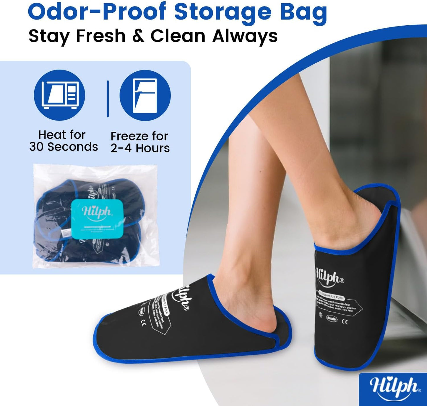 Hilph Foot Ice Pack Slippers,1 Pair Ice Pack for Foot and Toes for Plantar Fasciitis, Gout, Bunions & Neuropathy Relief, HSA or FSA Eligible Hot Cold Therapy Gel Slippers for Surgery Recovery, Blue