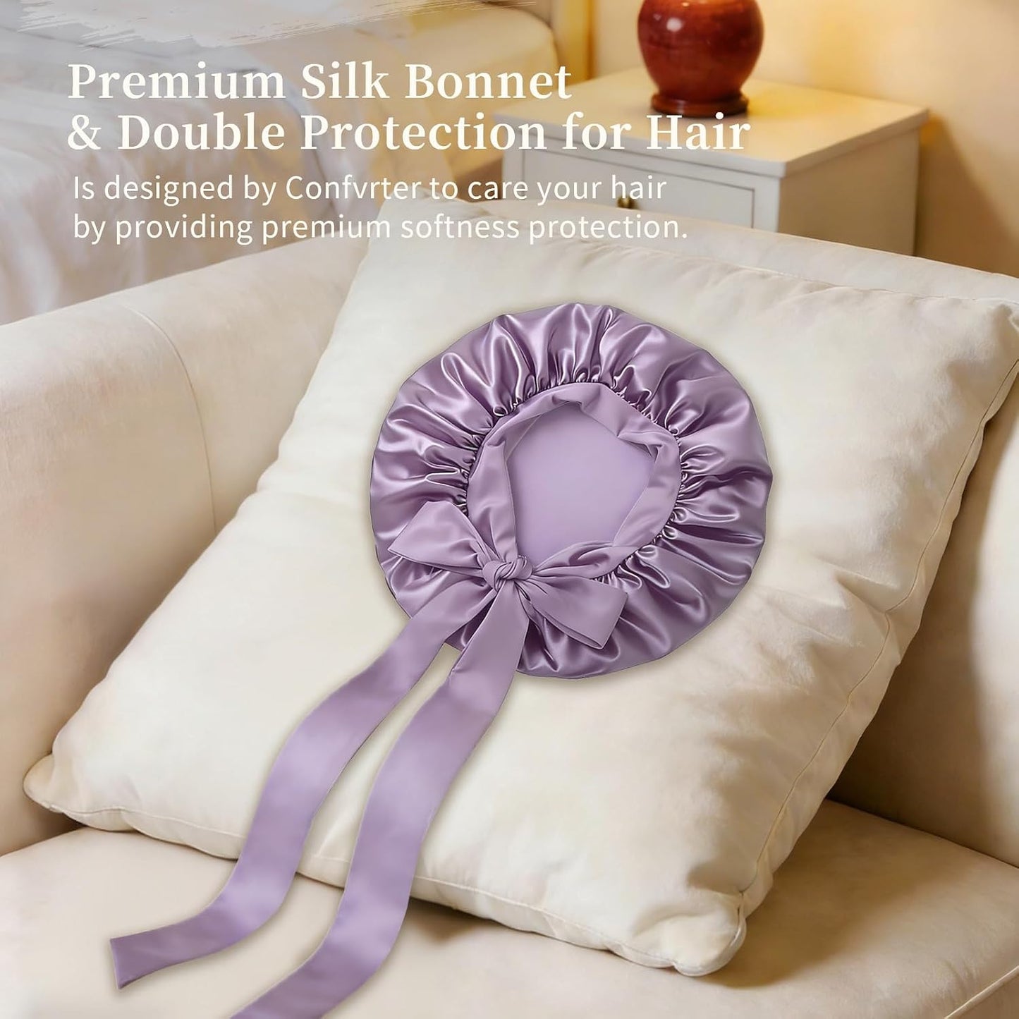 Silk Bonnet Satin Bonnet for Sleeping Large Bonnets with Tie Band Hair Wrap with Adjustable Straps Hair Cap for Women Curly Black