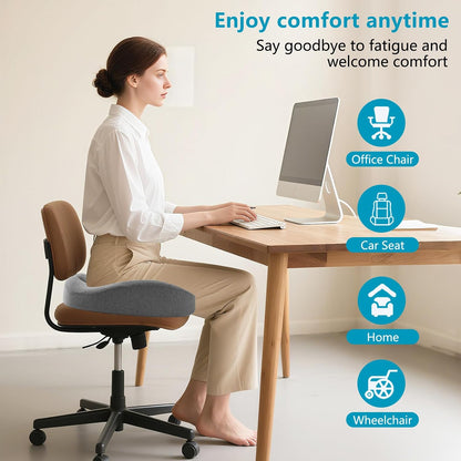 Seat Cushions for Office Chairs & Hip Pain Relief, Extra-Dense Coccyx Cushion with Sciatica Support, Ergonomic Design for Desk Chair, Car, Wheelchair, All-Day Comfort (Black)