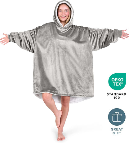 Bare Home Wearable Blanket Hoodie - Soft Plush Sherpa - Warm and Cozy - Oversized Wearable Blanket
