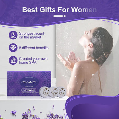 SWCANDY Shower Steamers Aromatherapy Travel Essentials Birthday Gifts for Women, Lavender 8 Pcs, Bath Bombs Shower Bombs with Natural Essential Oils, Relaxation Home SPA